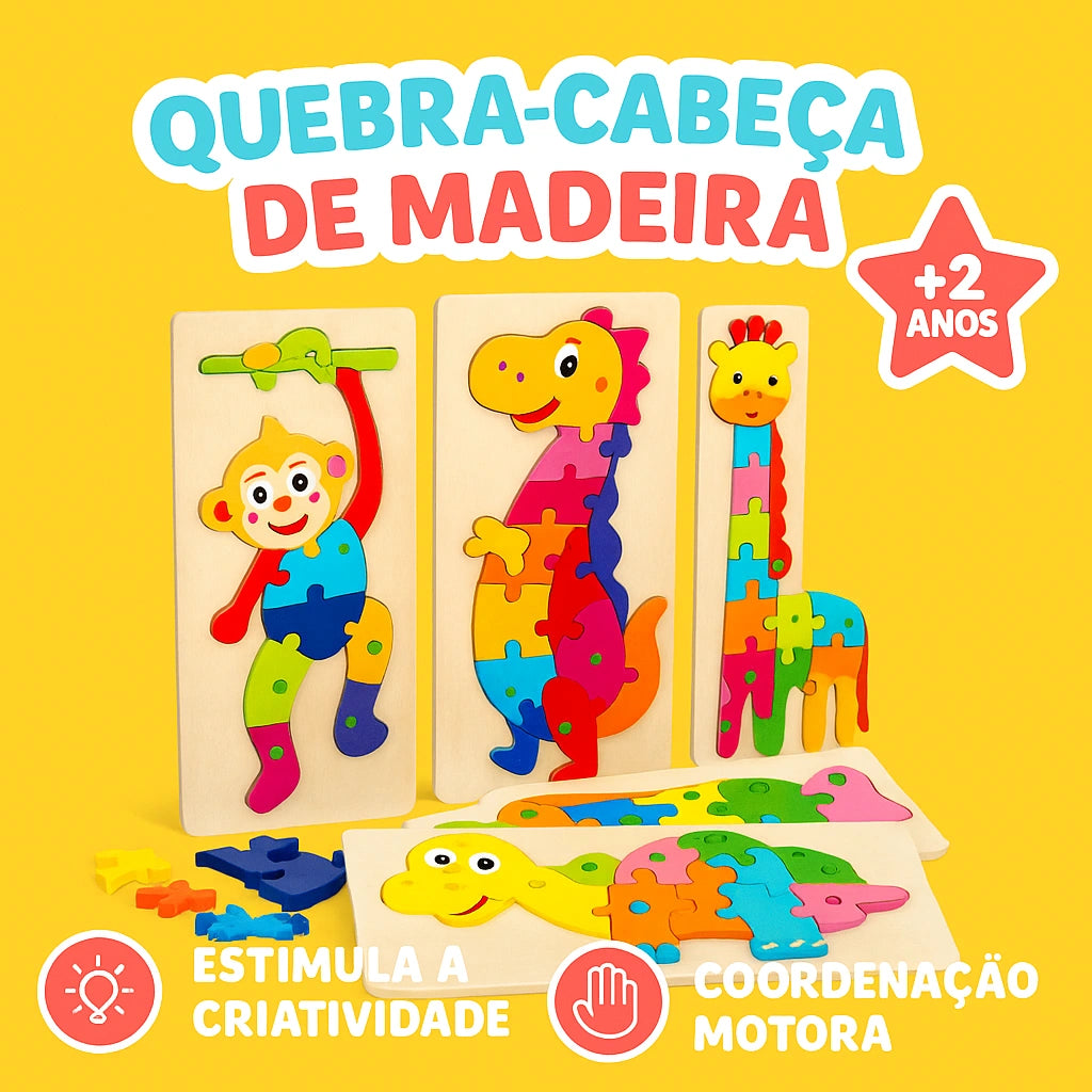 Quebra Cabeça de Madeira 3D - Aprendendo com Diversão!