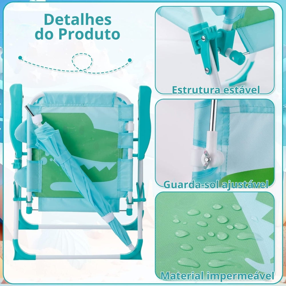 Cadeira Infantil Dobrável com Guarda-Sol