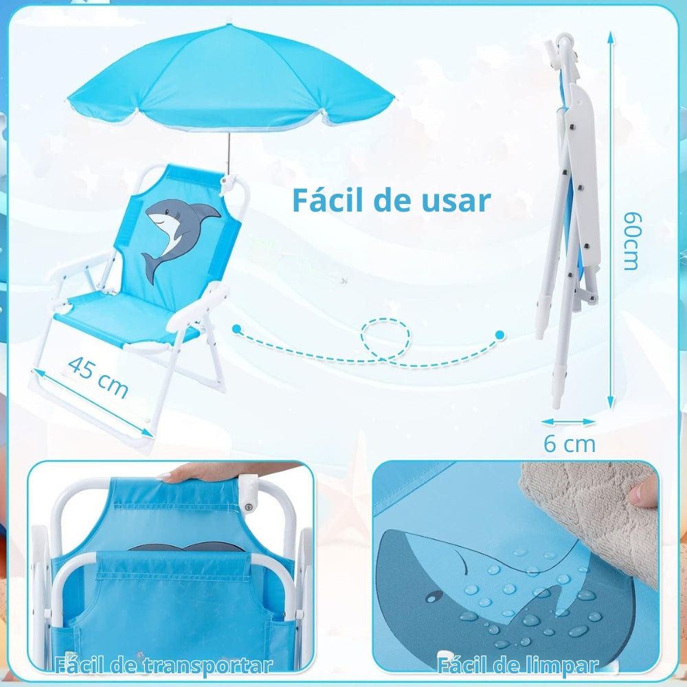 Cadeira Infantil Dobrável com Guarda-Sol